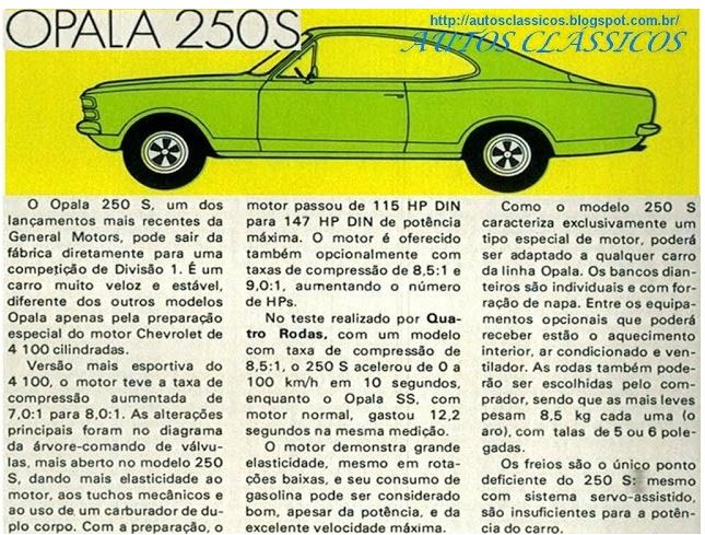 Ficha Técnica - GM Opala 250S