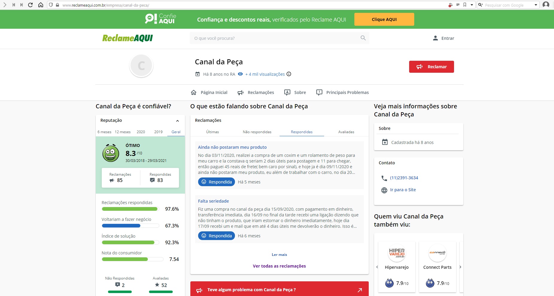 canal da peça é seguro